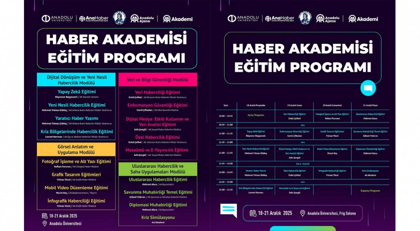 Anadolu &Uuml;niversitesi ve AA iş birliğiyle &ldquo;Haber Akademisi Eğitim Programı&rdquo; başlıyor